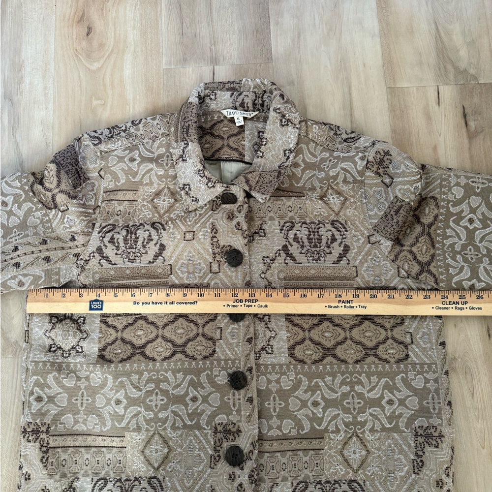 TravelSmith Neutral Patchwork Tapestry Blazer - image 8